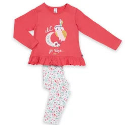 Pyjama Long fille - Corail Imprimé - Chut de rêve... en coton