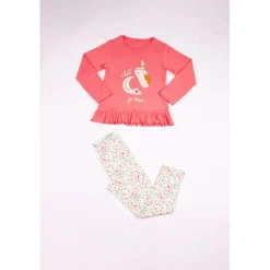 Pyjama Long fille - Corail Imprimé - Chut de rêve... en coton