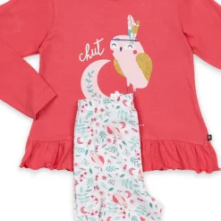 Pyjama Long fille - Corail Imprimé - Chut de rêve... en coton