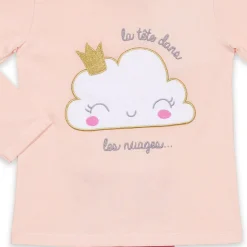 Pyjama Long fille - Nude à motifs Colorés / Rose - Nuage en coton