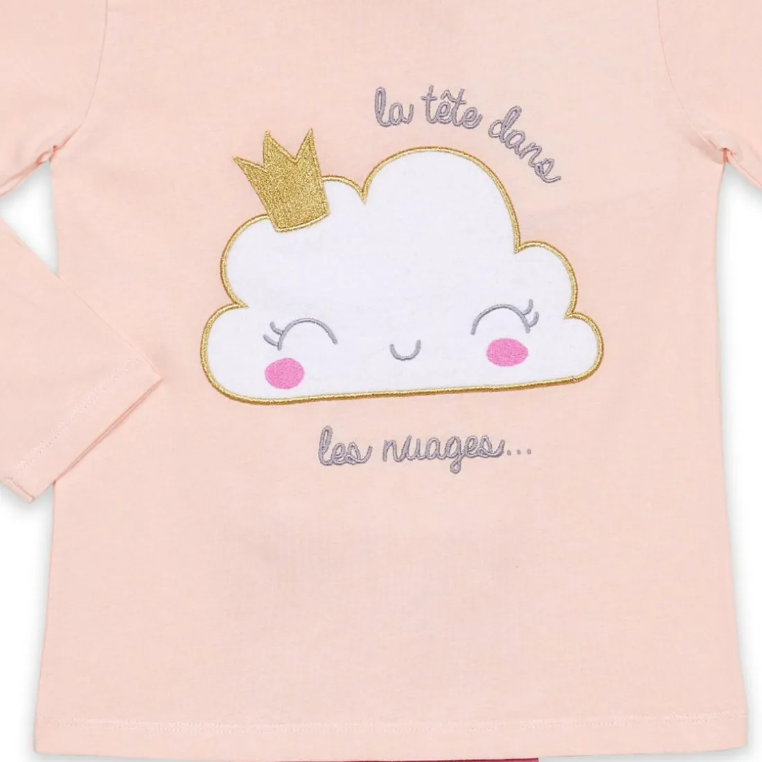 Pyjama Long fille - Nude à motifs Colorés / Rose - Nuage en coton