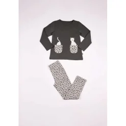Pyjama Long fille en Coton - Gris à Motifs Animaliers