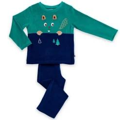 Pyjama Long Garçon - Bleu et vert à motifs Castor