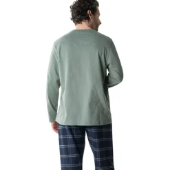 Pyjama long homme Jersey/Flanelle Eminence vert en coton