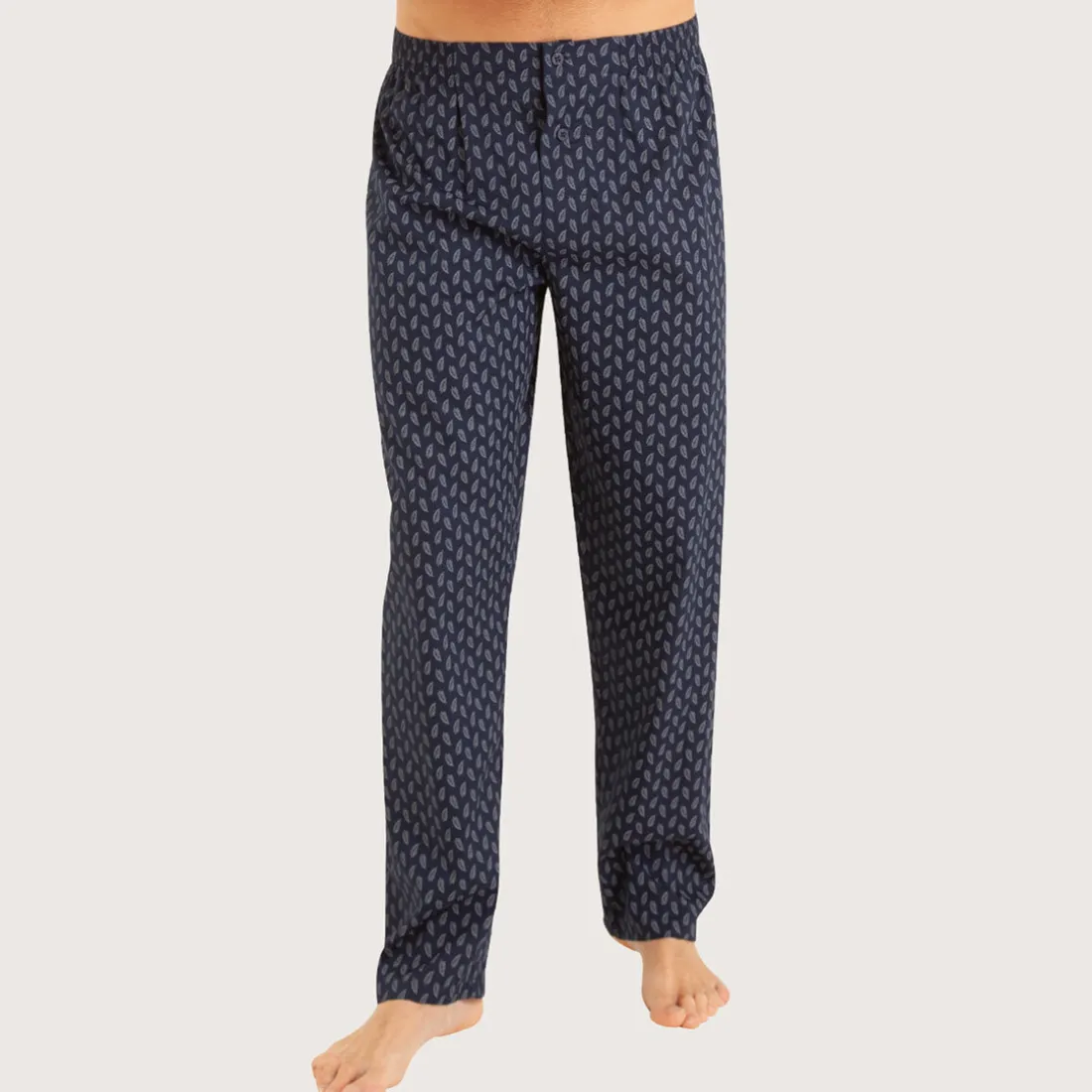 Pyjama long ouvert homme Popeline Vert Manches longues en coton