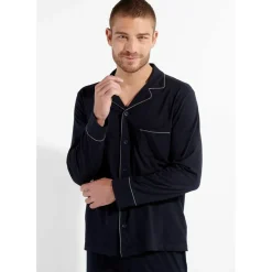 Pyjama marine passepoil marine en coton