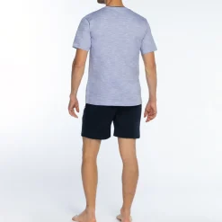 Pyjama short manches longues bleu