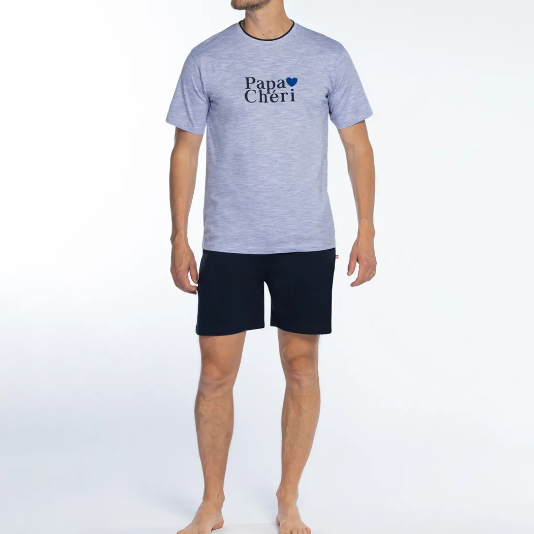 Pyjama short manches longues bleu