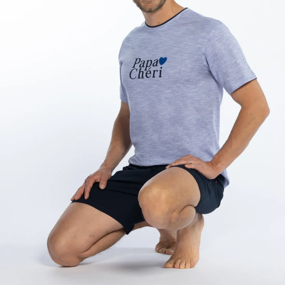 Pyjama short manches longues bleu