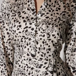 Robe à imprimé animalier écru