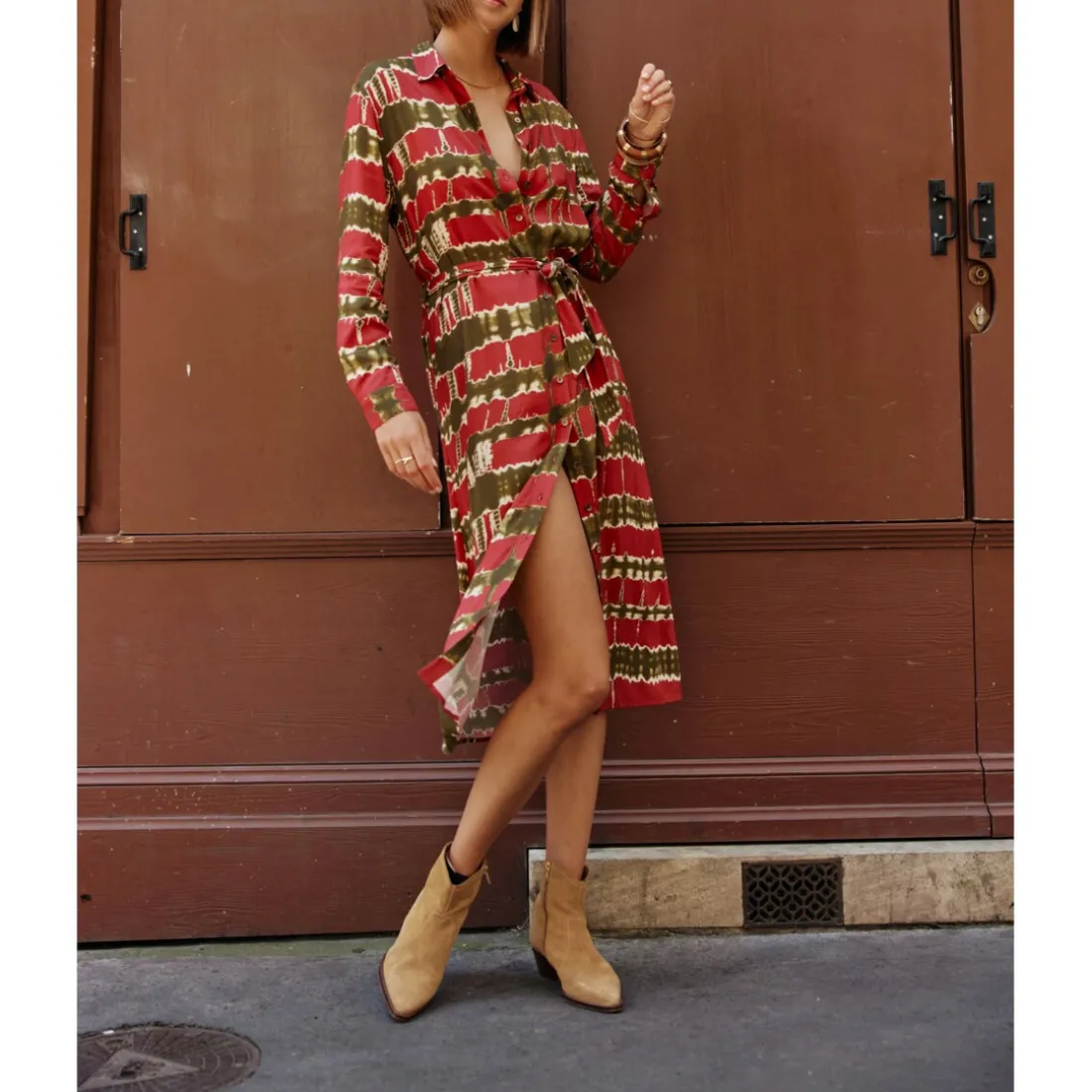 Robe - Rouge en viscose