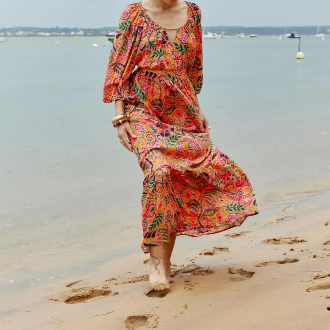 Robe ALTHEA - Jakarta rouge en viscose