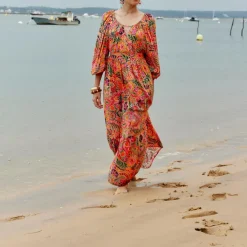 Robe ALTHEA - Jakarta rouge en viscose