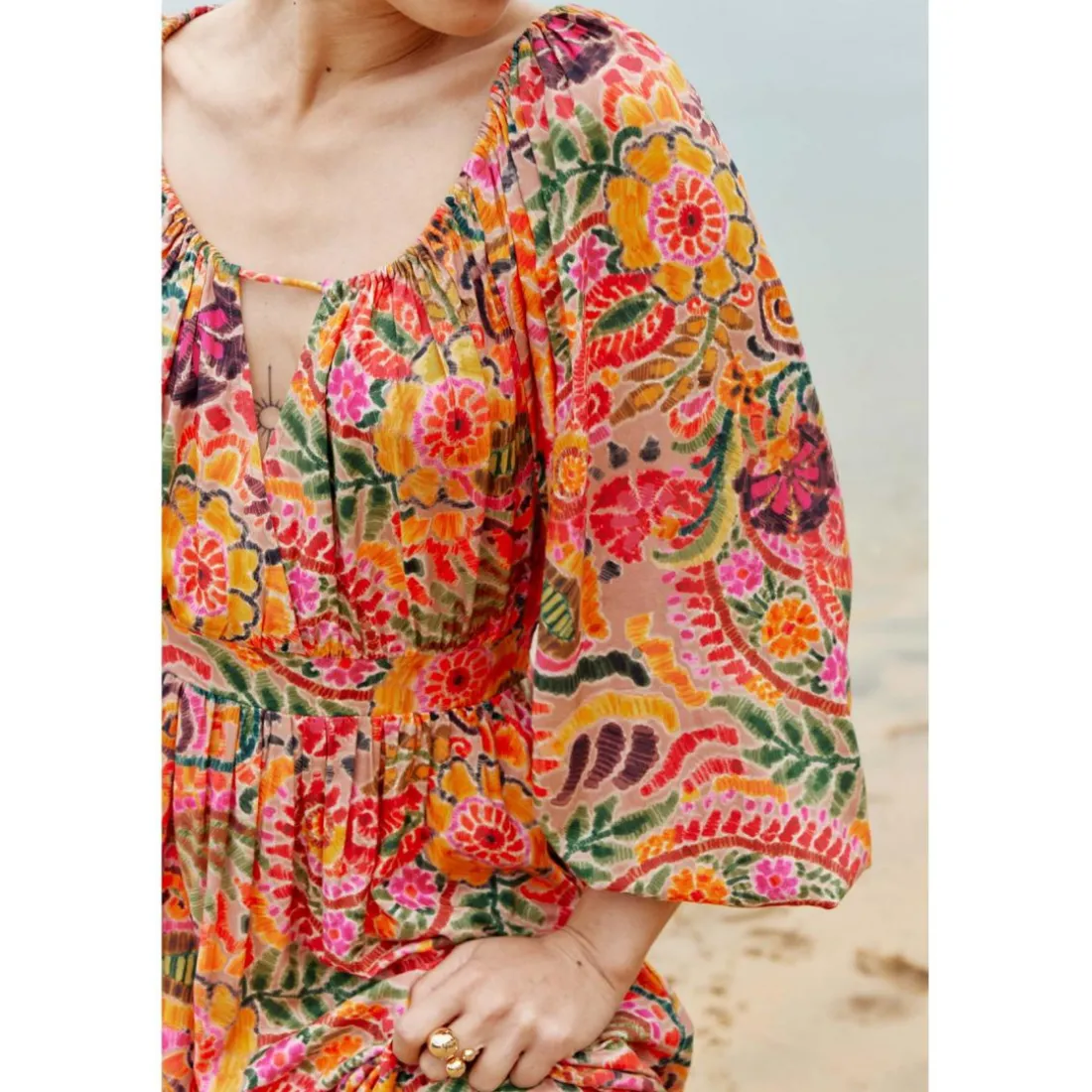 Robe ALTHEA - Jakarta rouge en viscose