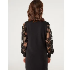 Robe bi-matière détails manches