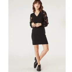 Robe bi-matière détails manches