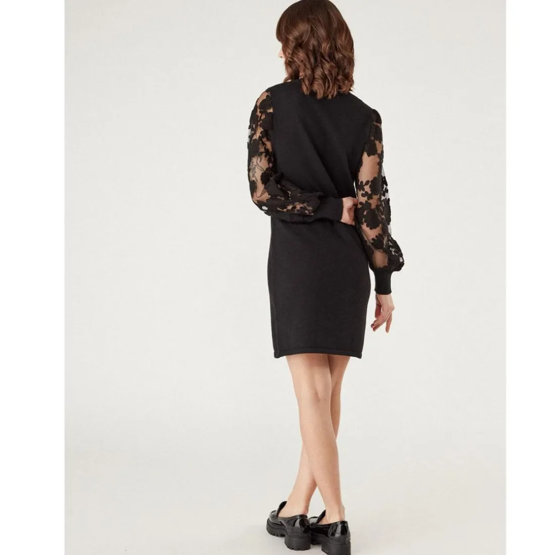 Robe bi-matière détails manches