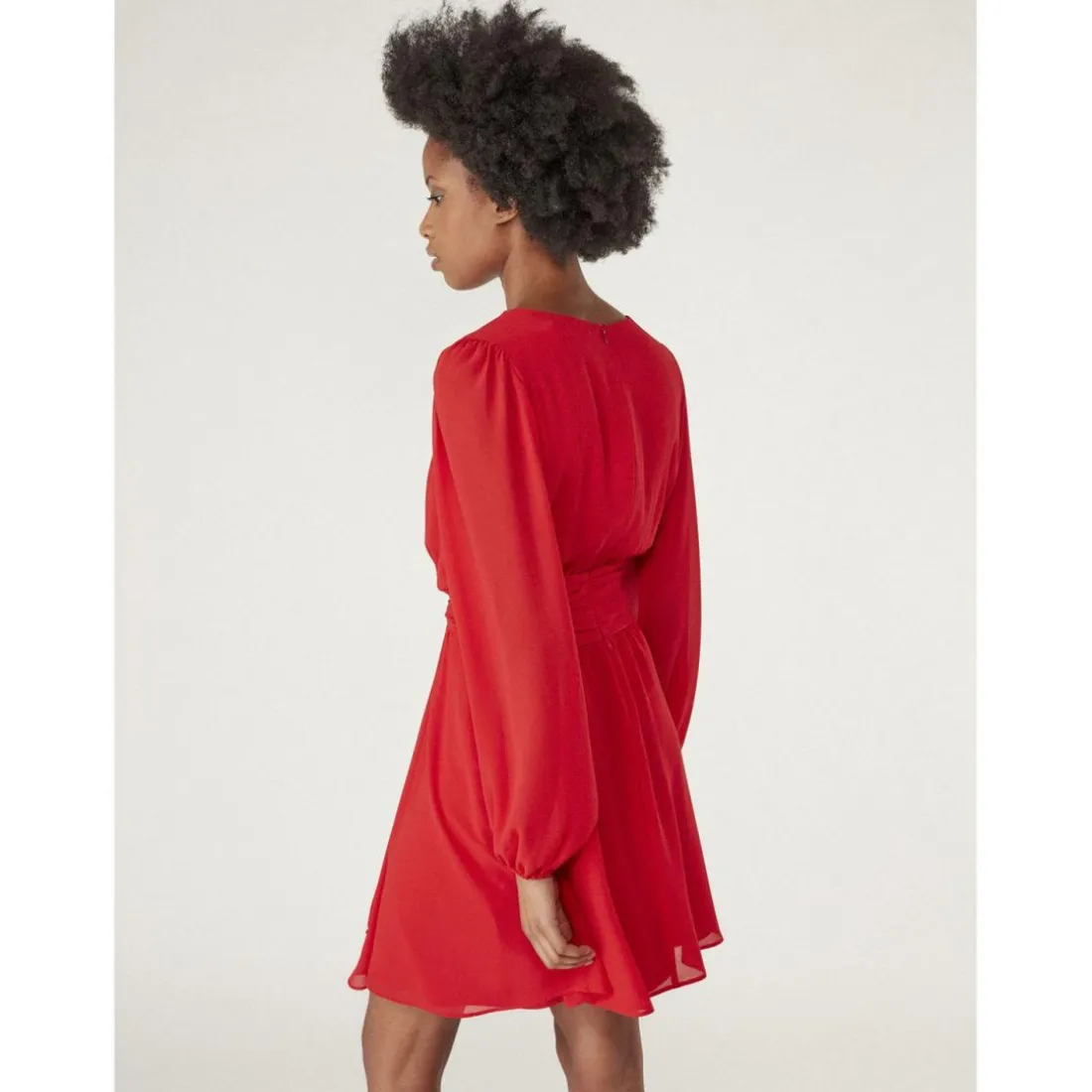 Robe cache-coeur ceinturée unie rouge