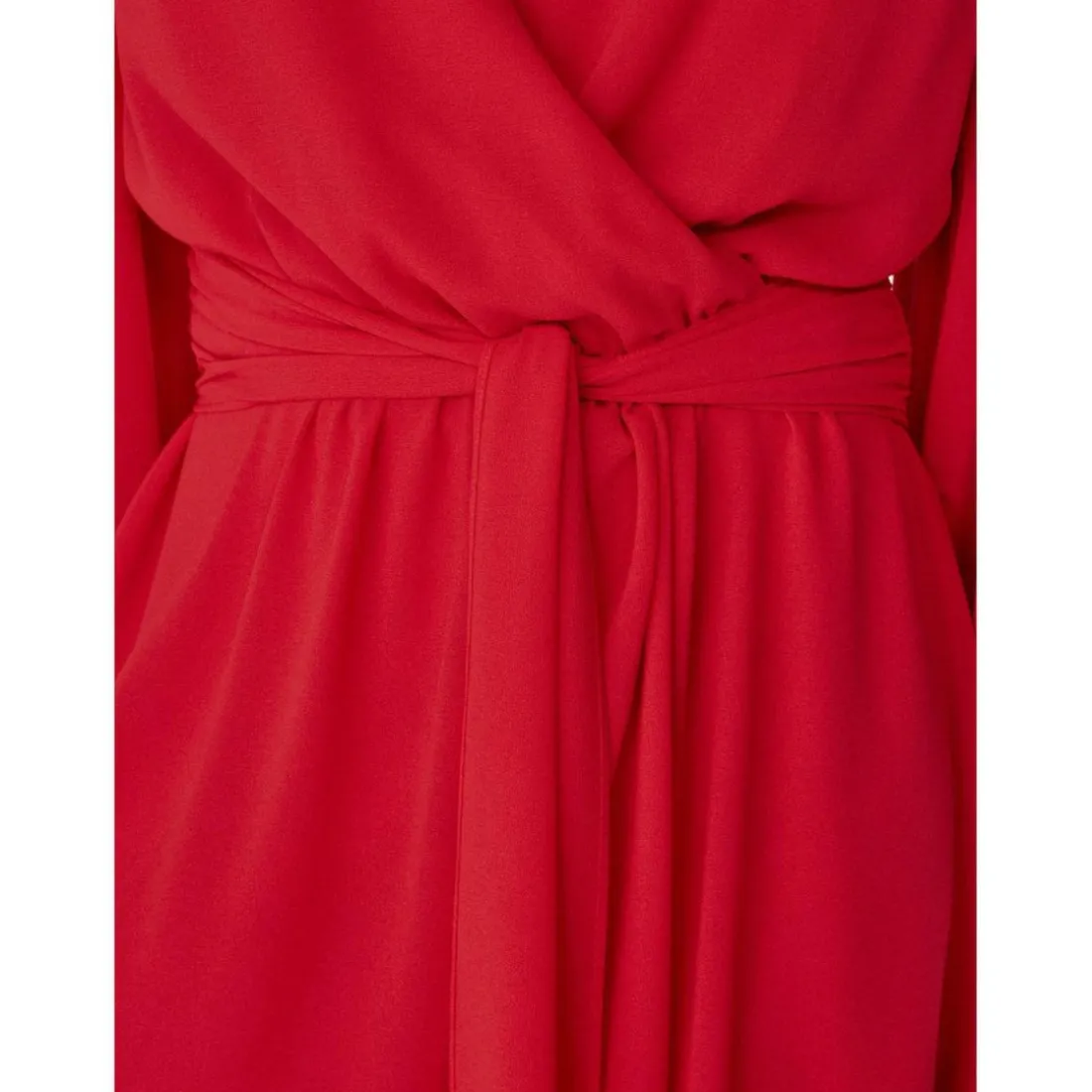 Robe cache-coeur ceinturée unie rouge