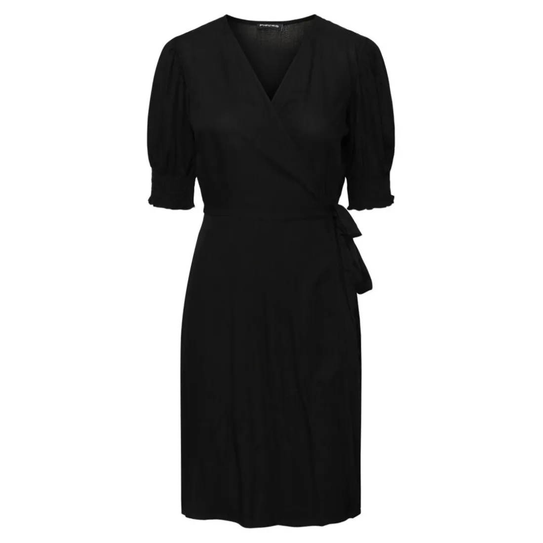 Robe cache-coeur noir en viscose Skye