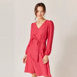 ROBE CEINTUREE rose