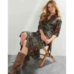 Robe chemise avec ceinture à imprimé multicolore noir