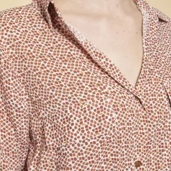 Robe chemise ceinturée imprimée rouge en viscose