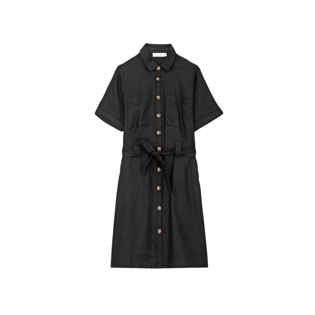 Robe chemise courte RILA noir en lin