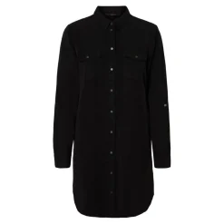 Robe chemise Loose Fit Col chemise Manches longues noir