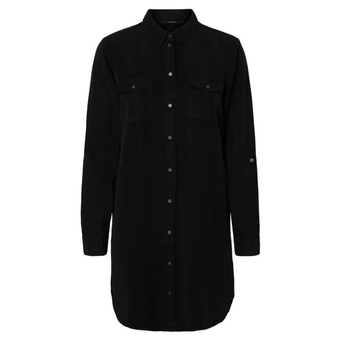 Robe chemise Loose Fit Col chemise Manches longues noir