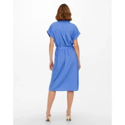 Robe chemise Manches courtes Au-dessus du genou Poignets repliés bleu Xia