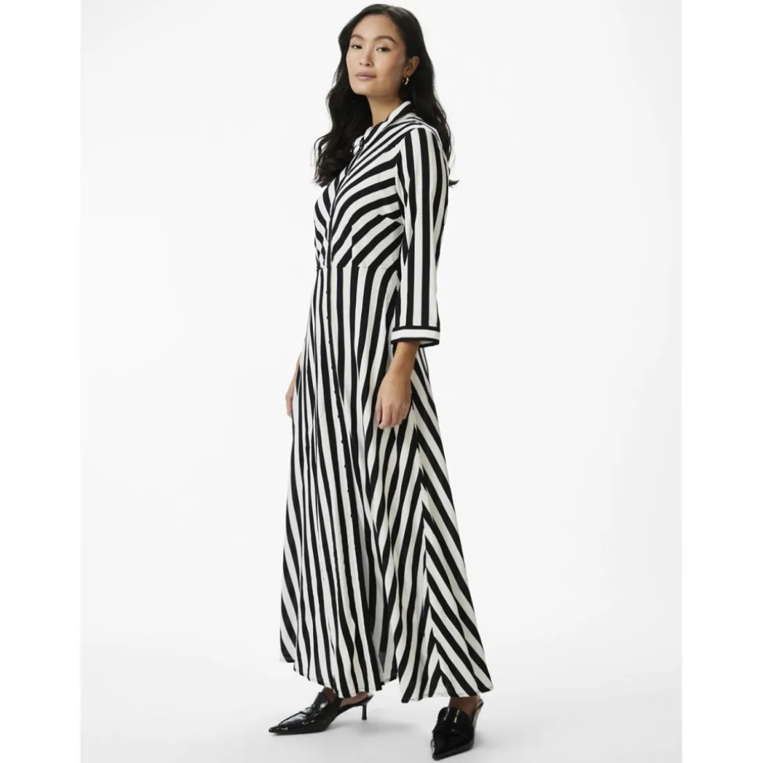 Robe chemise noir en viscose Gaia