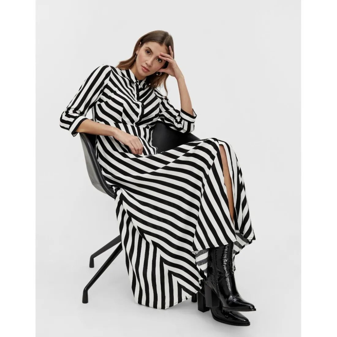 Robe chemise noir en viscose Gaia