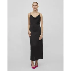 Robe col en v noir Anya