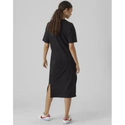 Robe col rond manches courtes noir en coton Cate