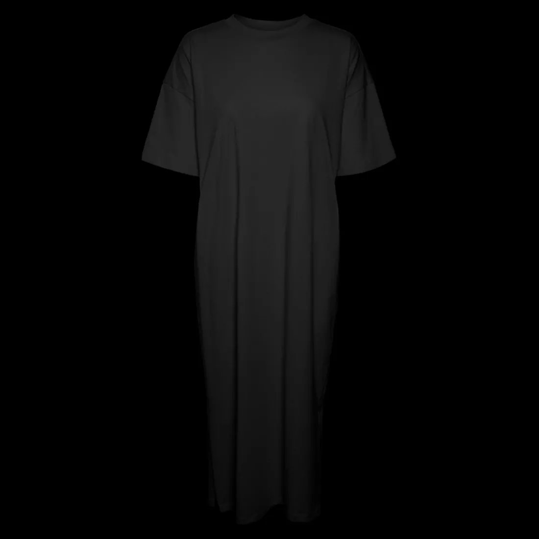 Robe col rond manches courtes noir en coton Cate