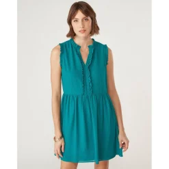 Robe courte cintrée sans manches vert