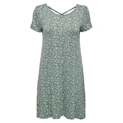 Robe courte Col rond Manches courtes Dentelle féminine Au-dessus du genou vert en viscose