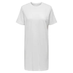 Robe courte Col rond Manches courtes Au-dessus du genou blanc en coton