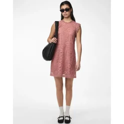 Robe courte en dentelle Colline rose Kai