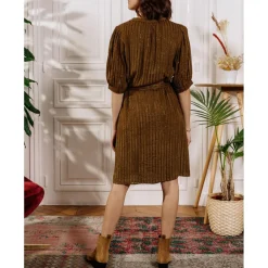 Robe courte ENYA kaki en viscose