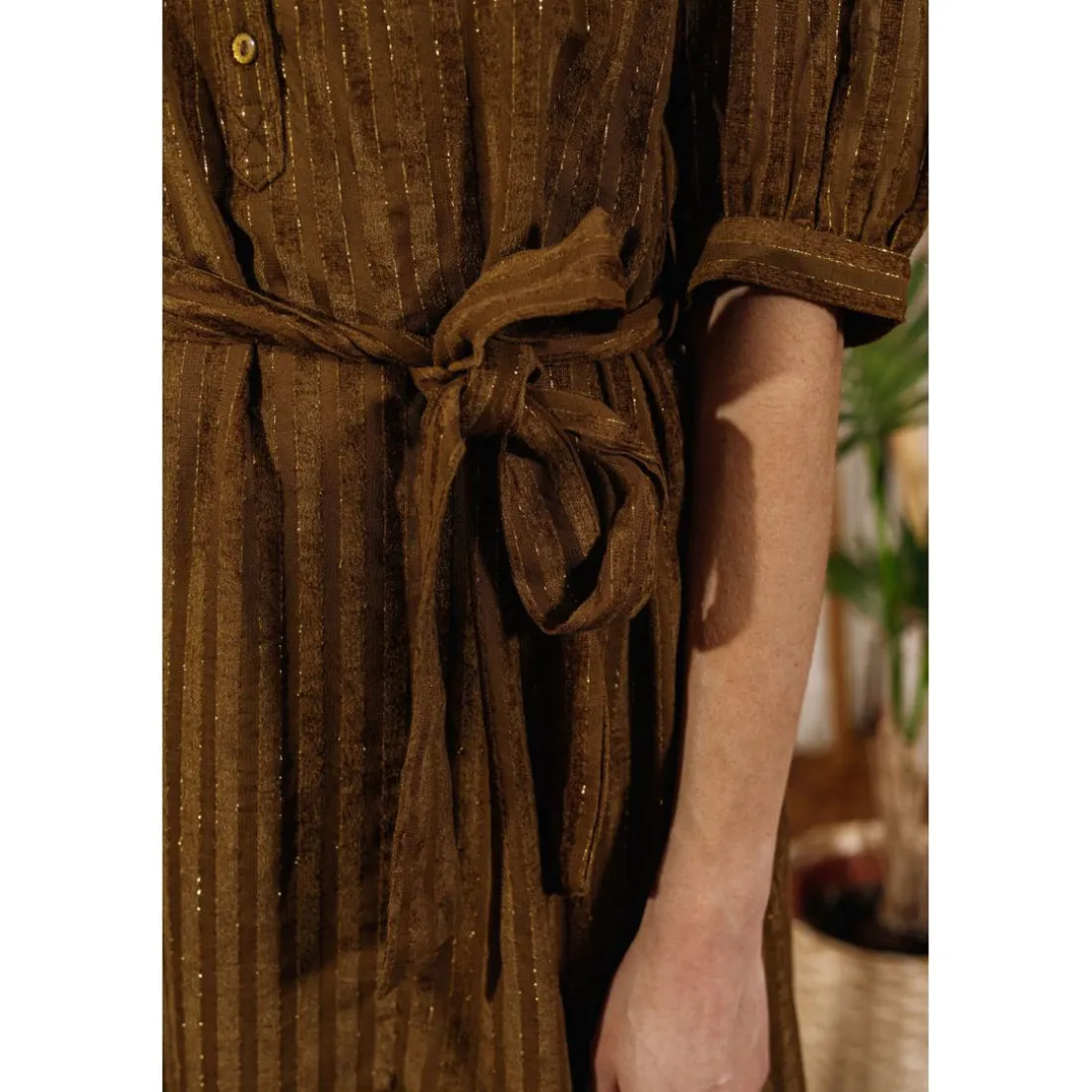 Robe courte ENYA kaki en viscose