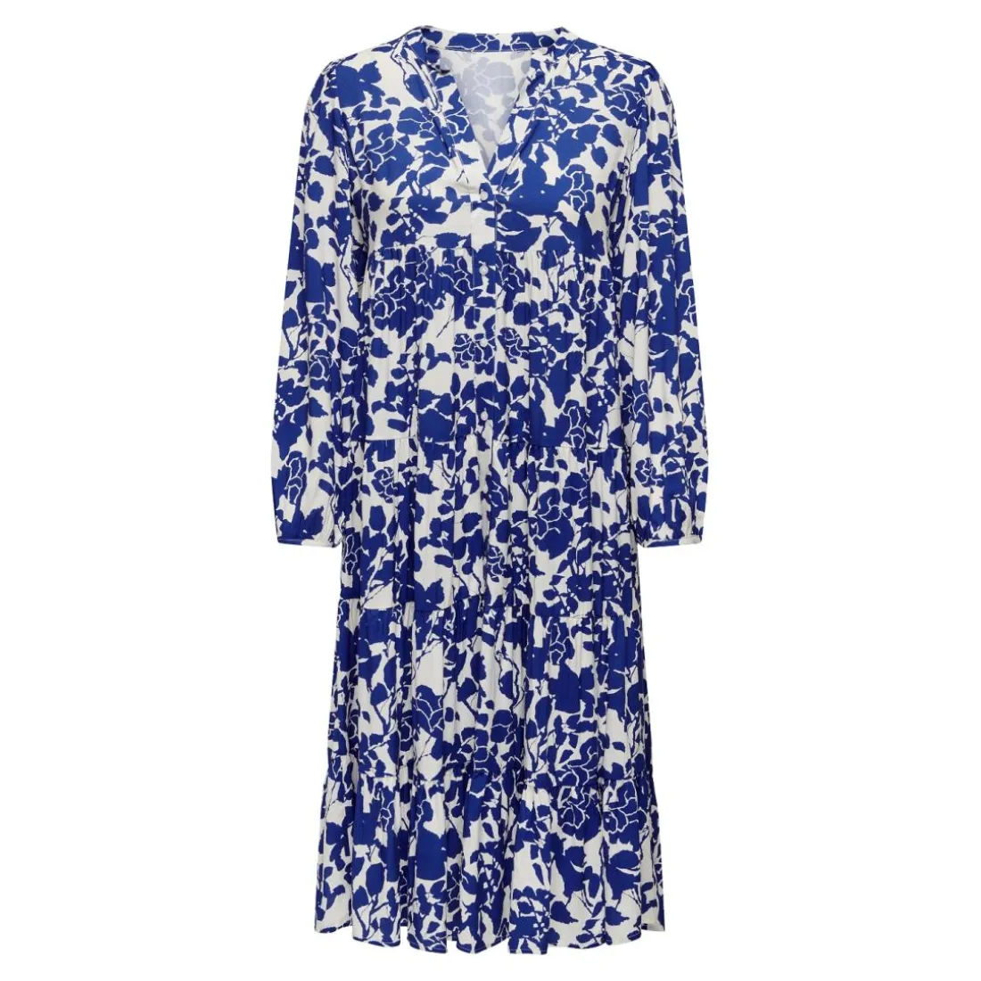 Robe courte fermeture par bouton manches 7/8 bleu foncé en viscose Dot