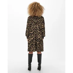 Robe courte Imprimé all over Col rond Manches longues noir