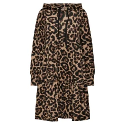 Robe courte Imprimé all over Col rond Manches longues noir