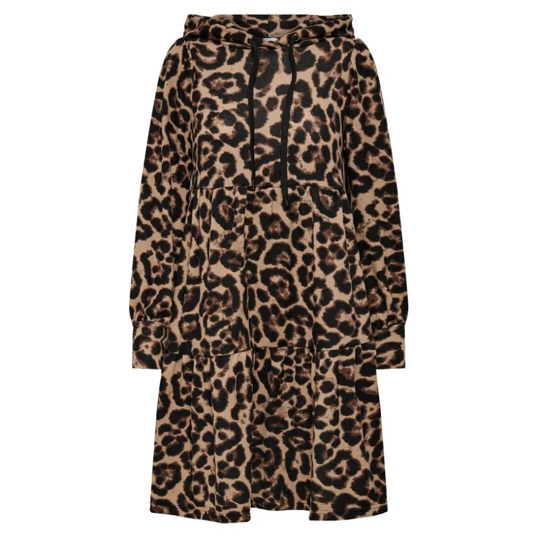 Robe courte Imprimé all over Col rond Manches longues noir