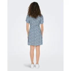 Robe courte Imprimé all over Col en V Manches courtes Au-dessus du genou bleu Gaia