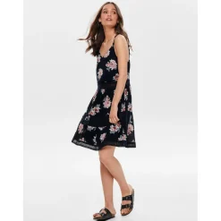 Robe courte Imprimé all over Col en V Sans manches Dentelle féminine Longueur mini bleu