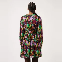 Robe courte imprimé floral noir