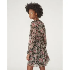 Robe courte imprimée détails volantés